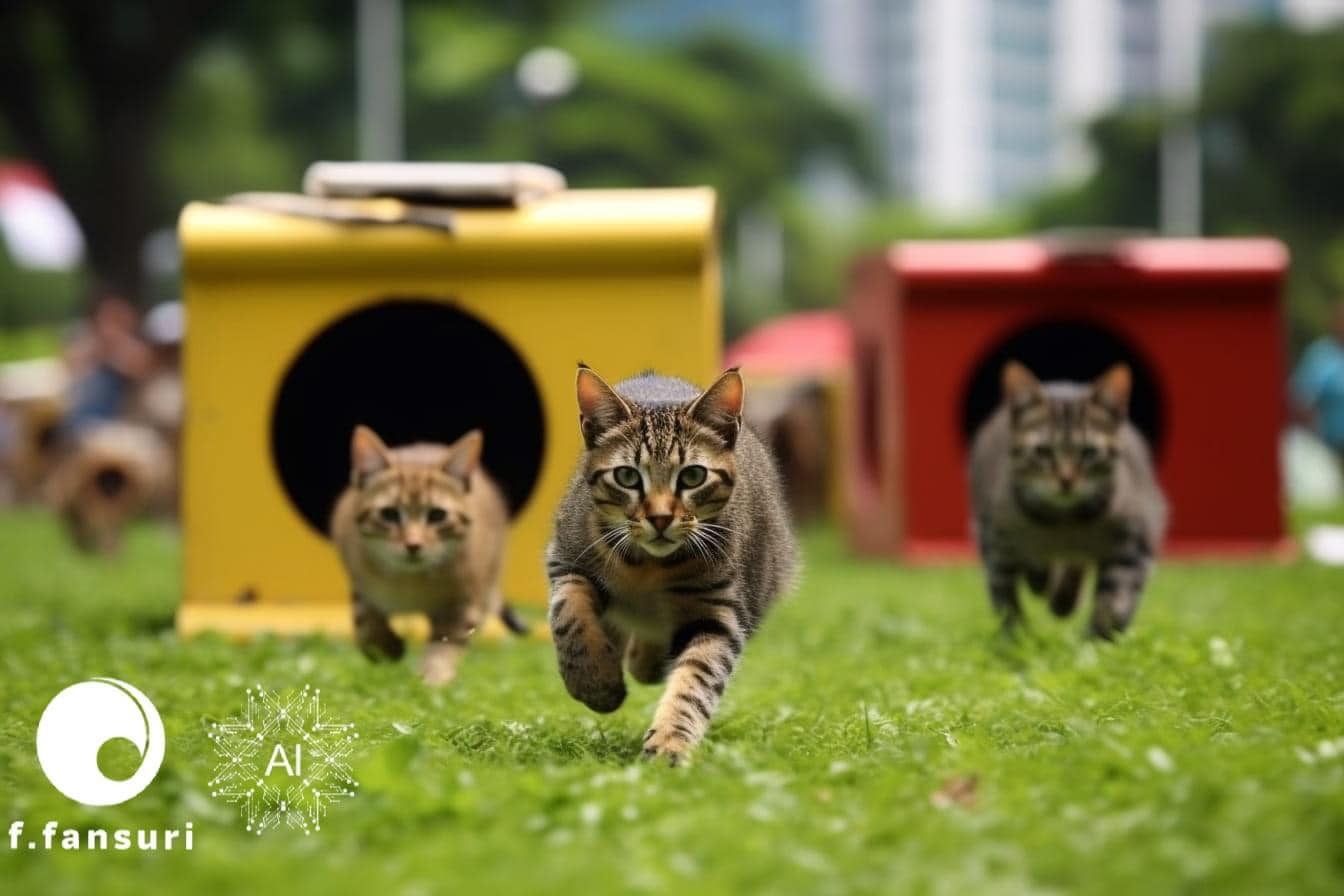 Carrera de gatos hechas por imágenes por inteligencia artificial