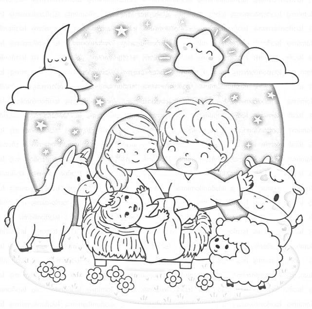 Dibujos de nacimiento de Navidad para colorear