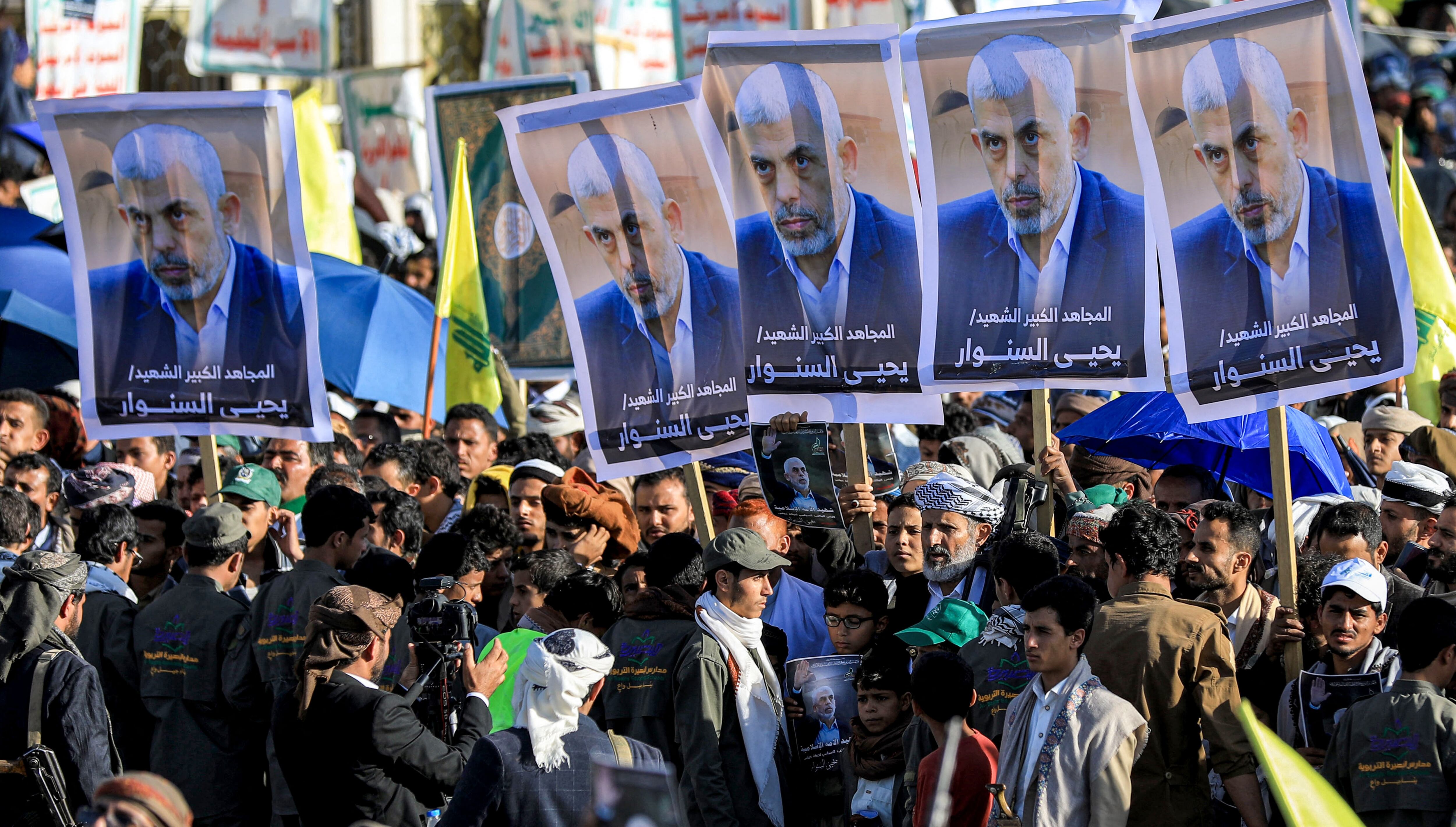 Manifestaciones en Yemen tras la muerte de Yahya Sinwar, líder de Hamás