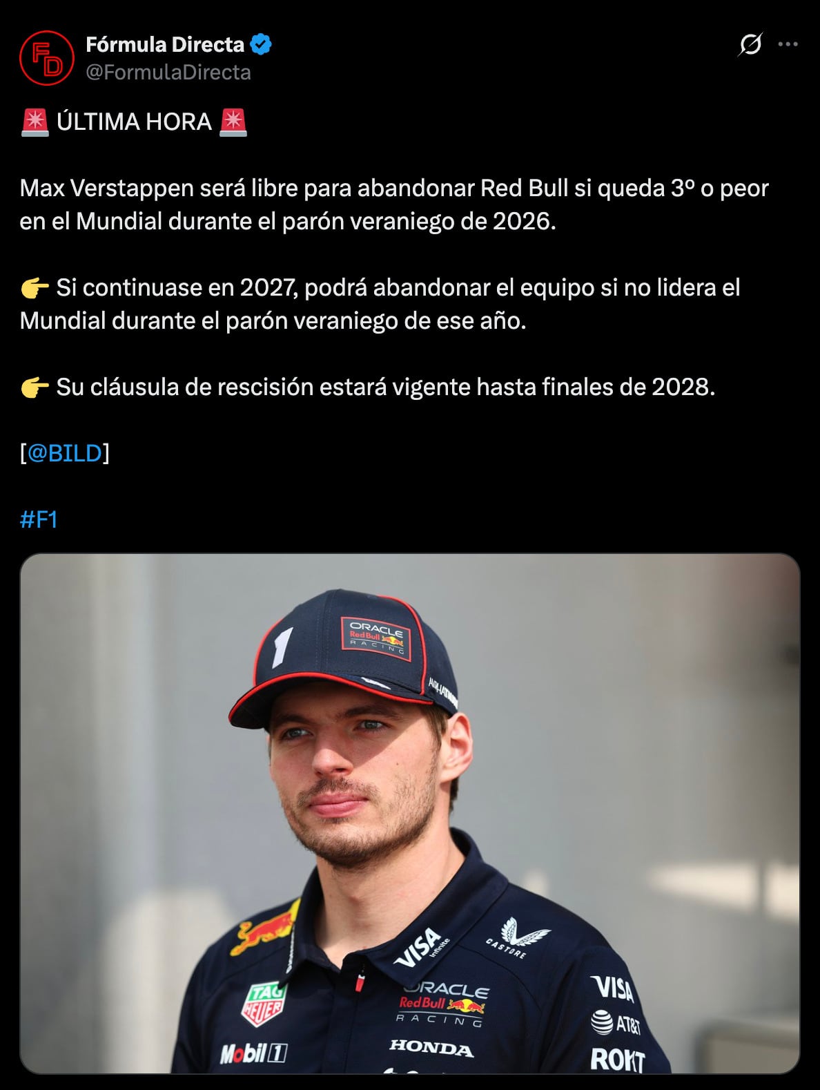 Max Verstappen podría dejar Red Bull
