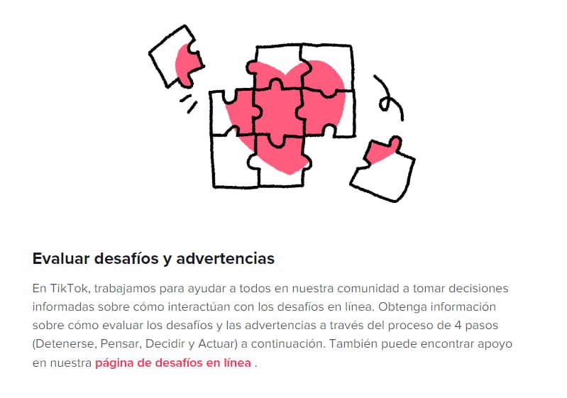 Advertencia de contenido al buscar el "desafío del apagón" en TikTok