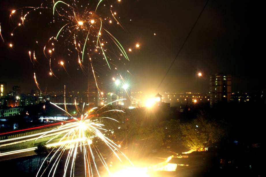 Pirotecnia para celebrar el Diwali