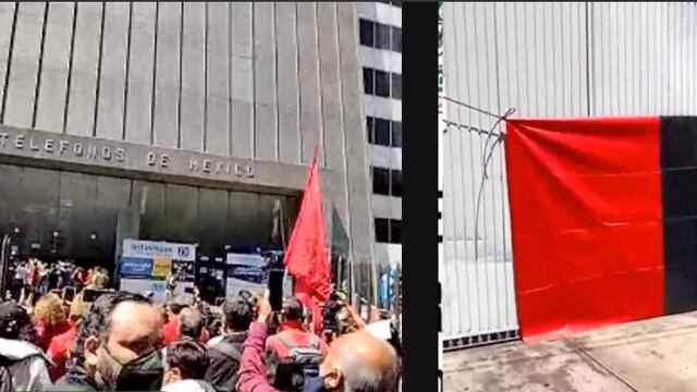 Huelga Telmex: ya ondean las banderas rojinegras en sucursales de todo el país
