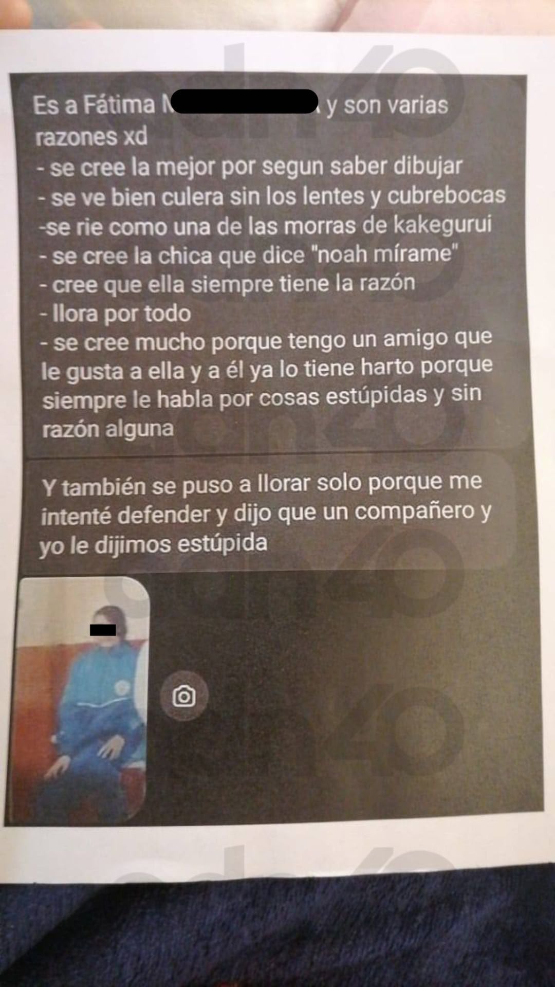 Chats de acoso contra Fátima