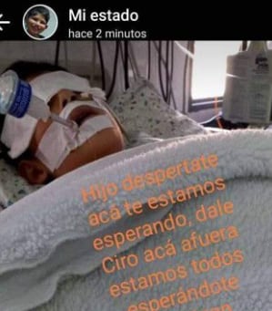 Captura de pantalla de Whatsapp de Ciro intubado