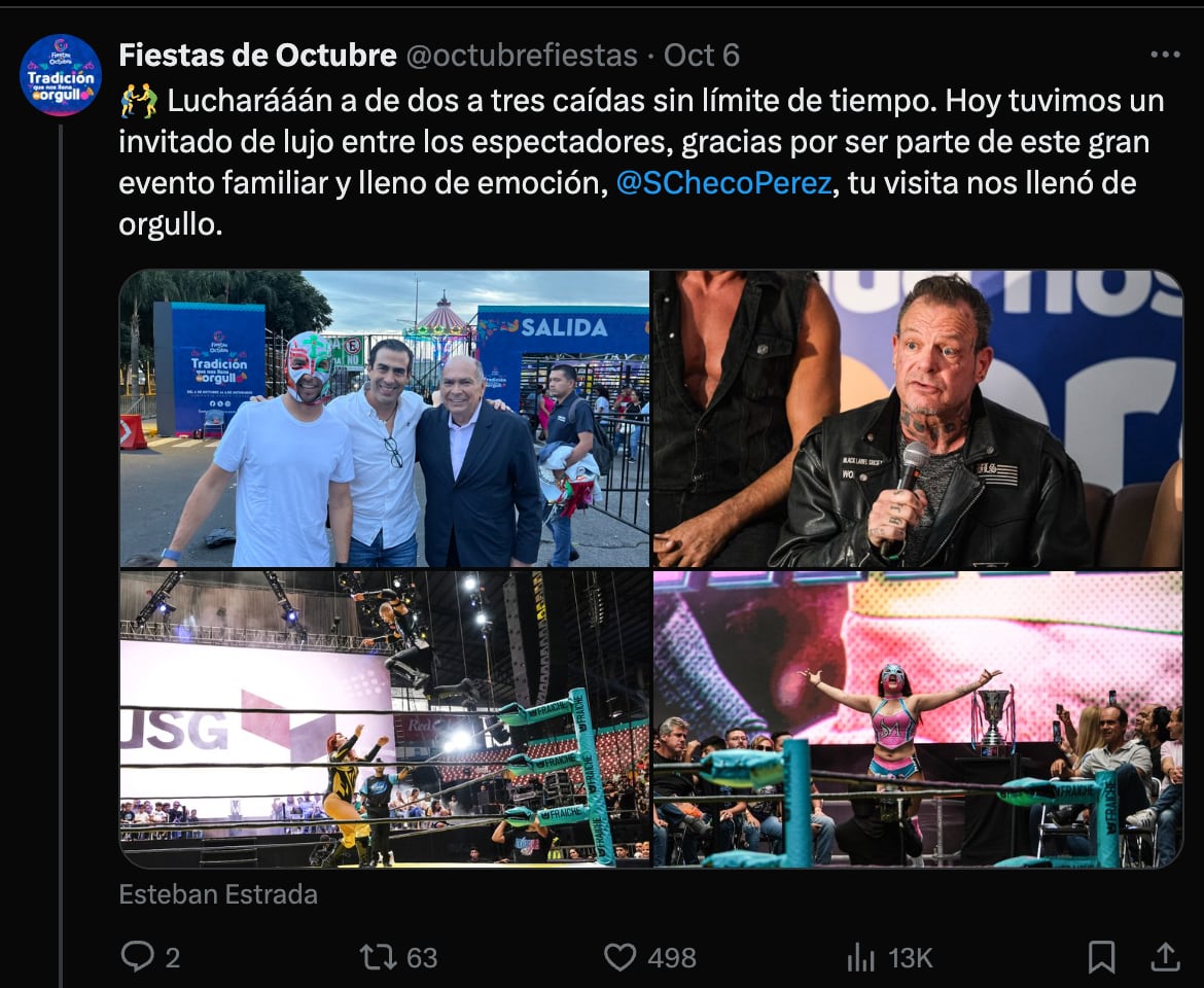 Checo Pérez asistió a una función de lucha libre en Guadalajara