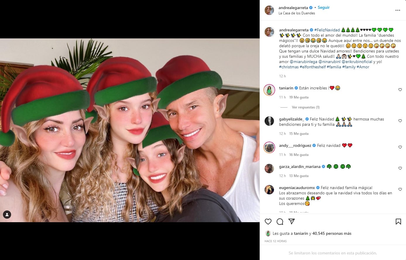 Andrea Legarreta desea una feliz Navidad