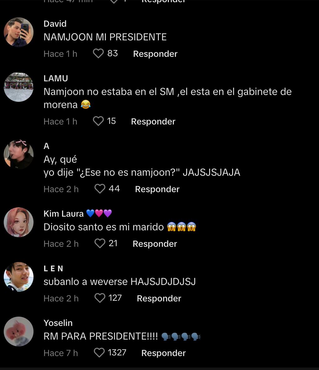 Fans quieren a Namjoon como presidente tras su cameo con Claudia Sheinbaum
