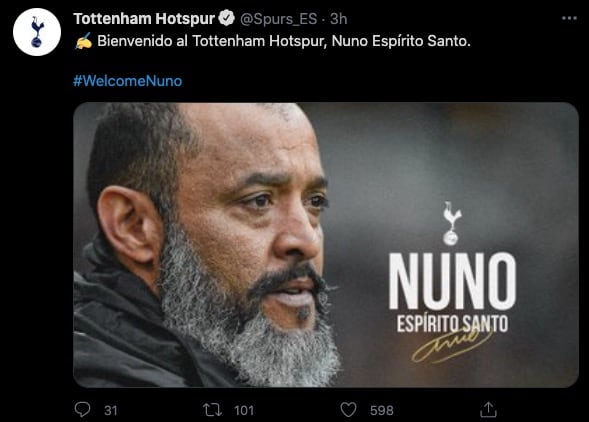 Nuno Espírito Santo, nuevo DT del Tottenham