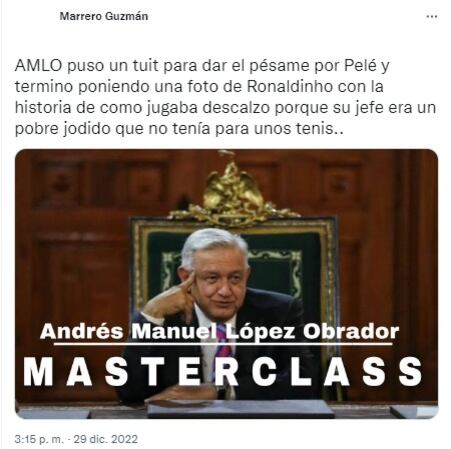 Critican y se burlan de AMLO por mensaje sobre muerte de Pelé