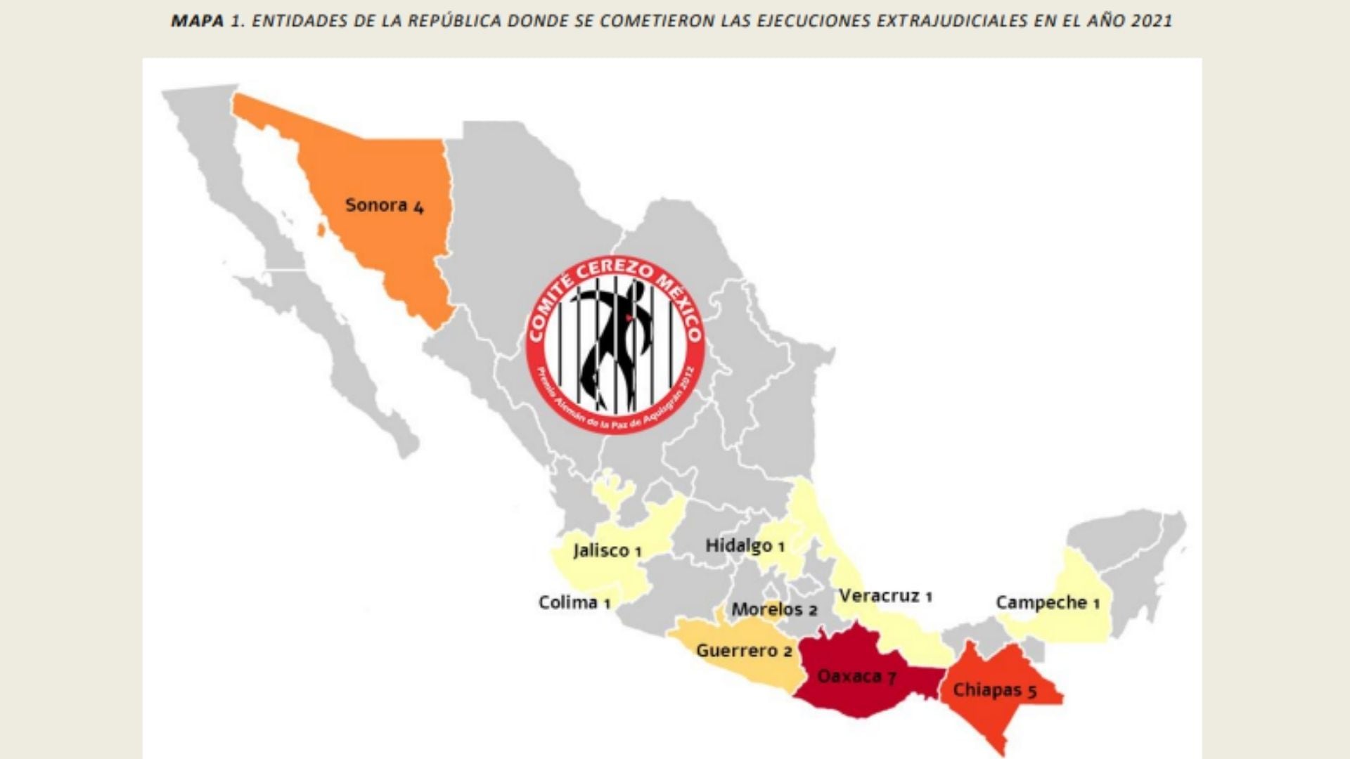 Estados donde los defensores fueron asesinados