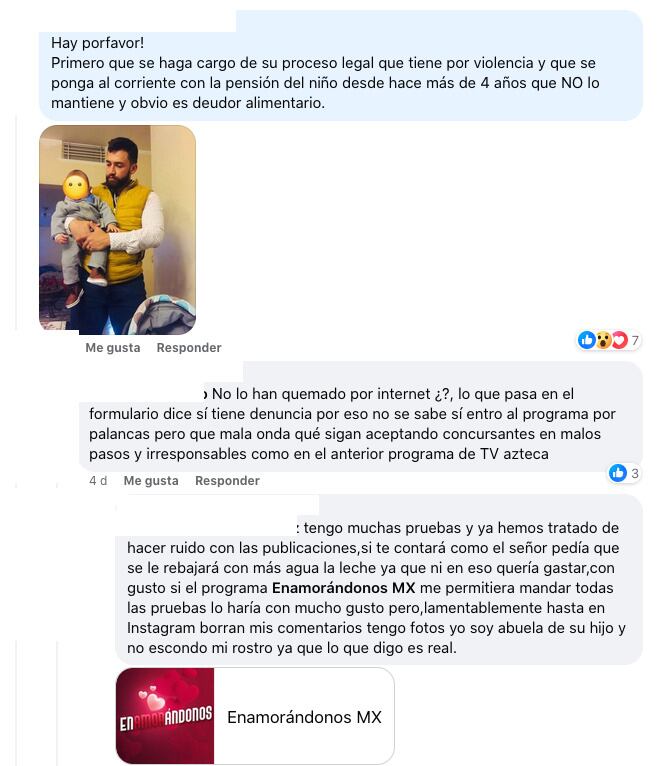 Participante de Enamorándonos de Imagen TV es expuesto como deudor y violentador.