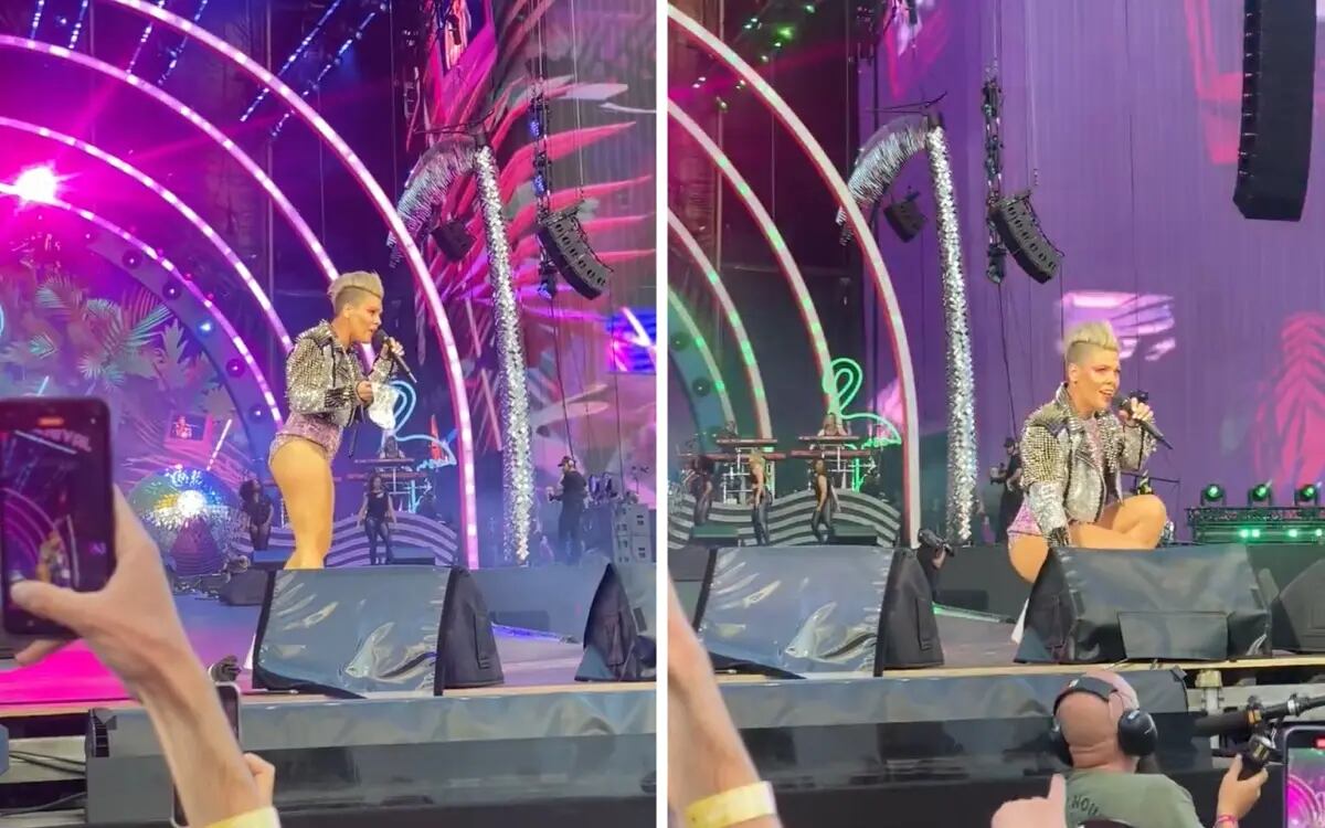 Un fan de Pink le avienta las cenizas de su mamá y así de desconcertada quedó (VIDEO)