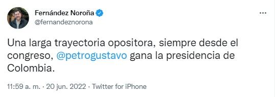 Tuit de Fernández Noroña