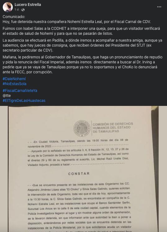 Nohemí Estrella Leal, ex diputada fue detenida por secuestro pero más tarde fue liberada