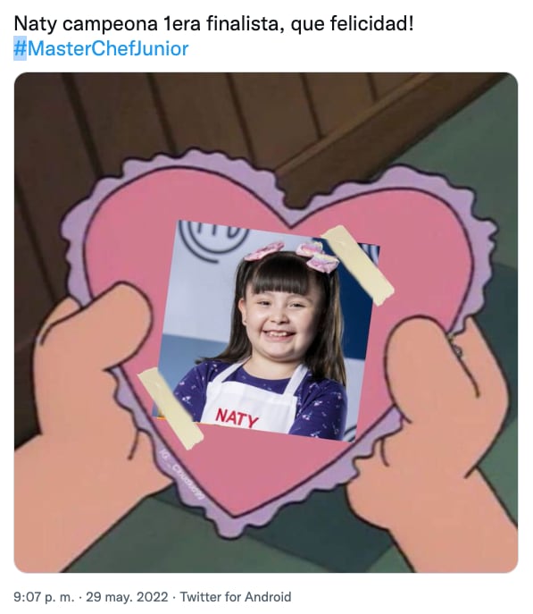 Meme de Naty finalista en MasterChef Junior 2022