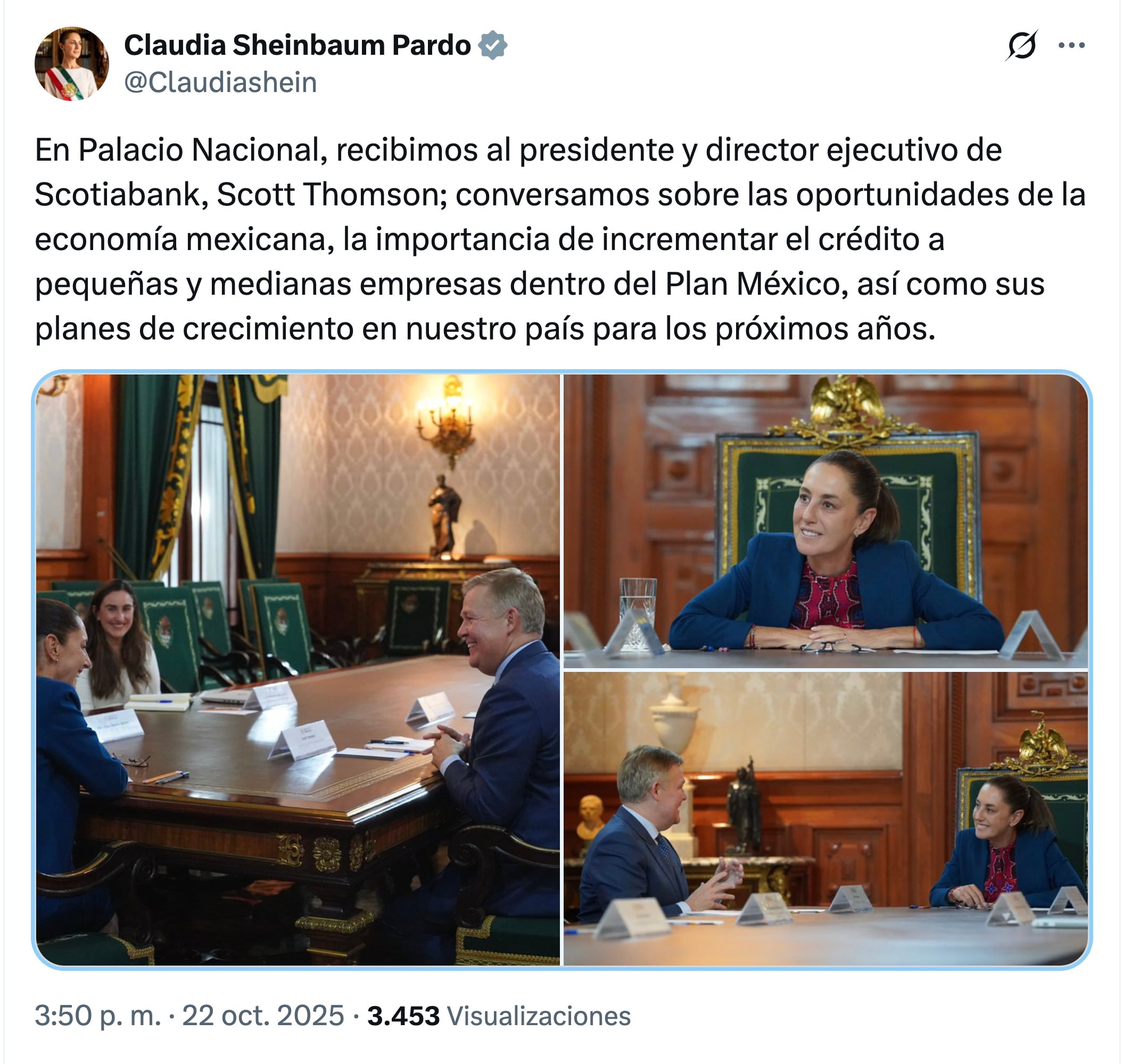 Claudia Sheinbaum se reunión con Scott Thomson