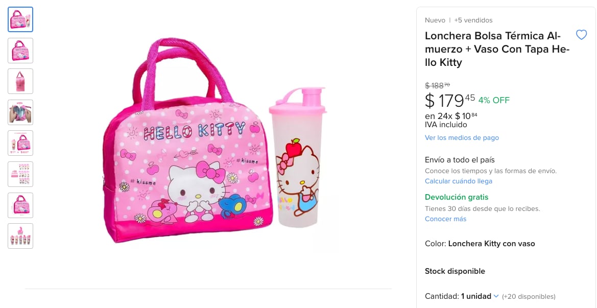 Lonchera de Hello Kitty en Mercado Libre