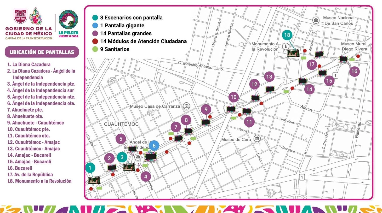 México vs Chequia: mapa y lista de 18 pantallas gratis para verlo en CDMX