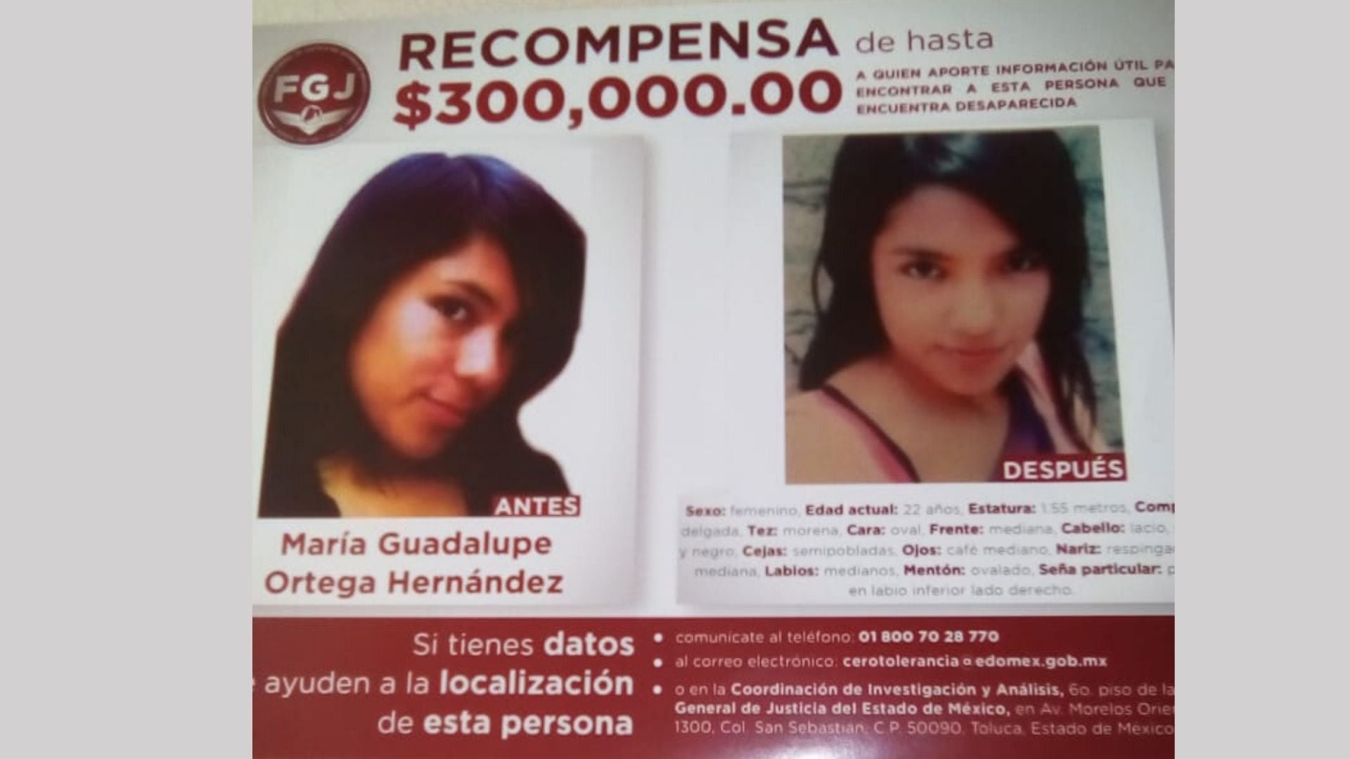 Recompensa del Edomex.