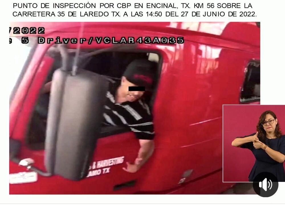 Chofer detenido del tráiler de San Antonio, Texas/captura de pantalla
