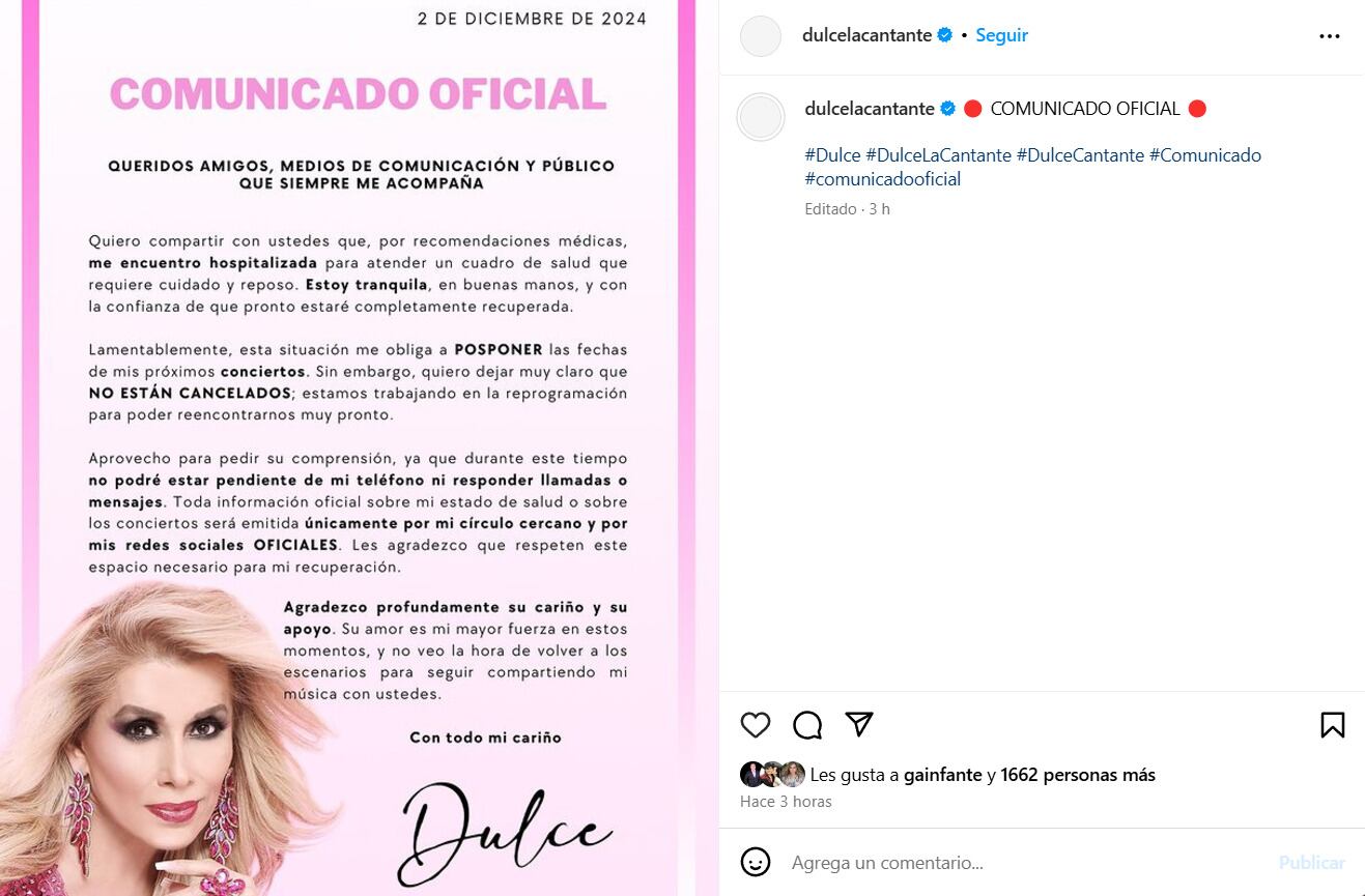 Comunicado de Dulce