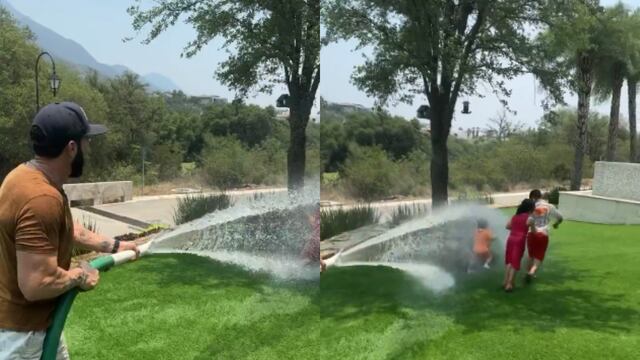 Poncho de Nigris baña a sus hijos con el agua tratada que compró para regar sus árboles