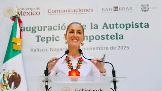 Claudia Sheinbaum inaugura autopista Tepic–Compostela junto a Miguel Ángel Navarro en Nayarit