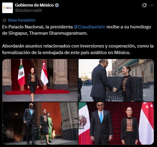 Sheinbaum se reúne con el presidente de Singapur