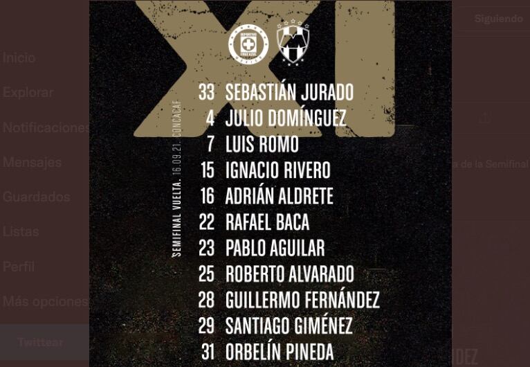 Alineaciones para el Cruz Azul vs Rayados