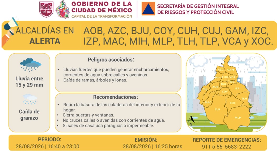 Pronostican intensas lluvia para este viernes 28 de agosto
