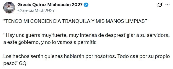 Grecia Quiroz denuncia campaña de desprestigio en su contra