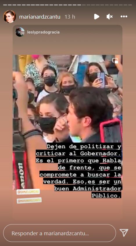 historia de Instagram de Mariana Rodríguez