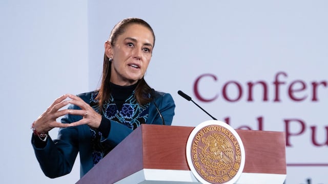 Claudia Sheinbaum Pardo, presidenta de México, durante la conferencia matutina realizada en Palacio Nacional