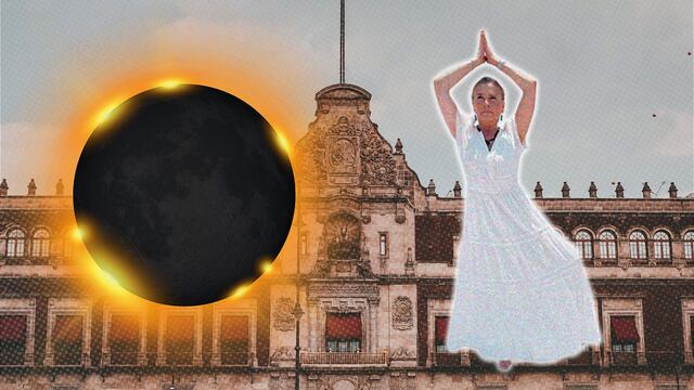 Beatriz Gutiérrez se subió a la azotea de Palacio Nacional para hacer ritual por el eclipse solar
