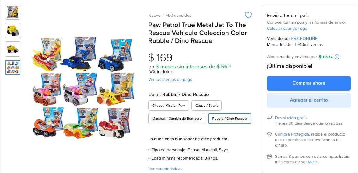 Modelo de carrito de Paw Patrol para regalo