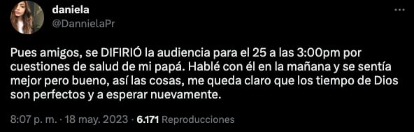 Daniela Parra habla sobre el aplazamiento de Héctor Parra