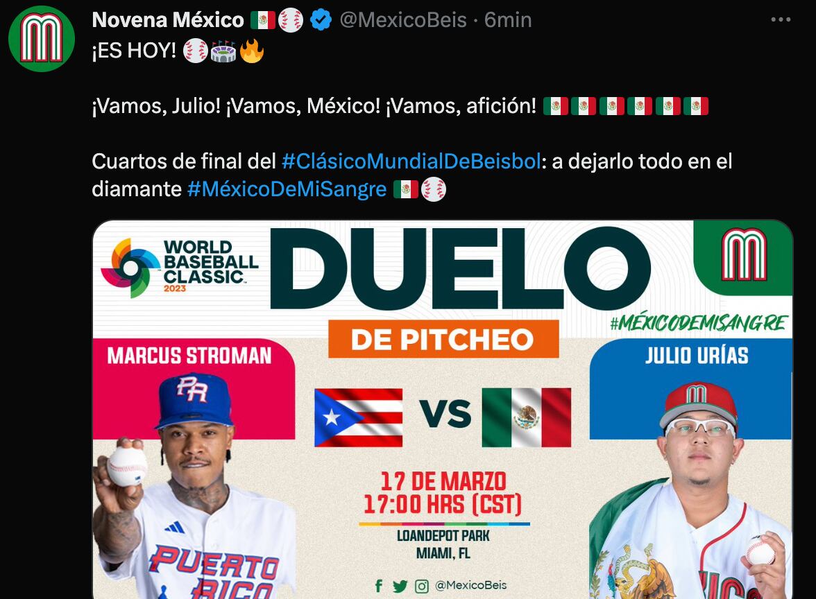 México vs Puerto Rico en el Clásico Mundial de Beisbol
