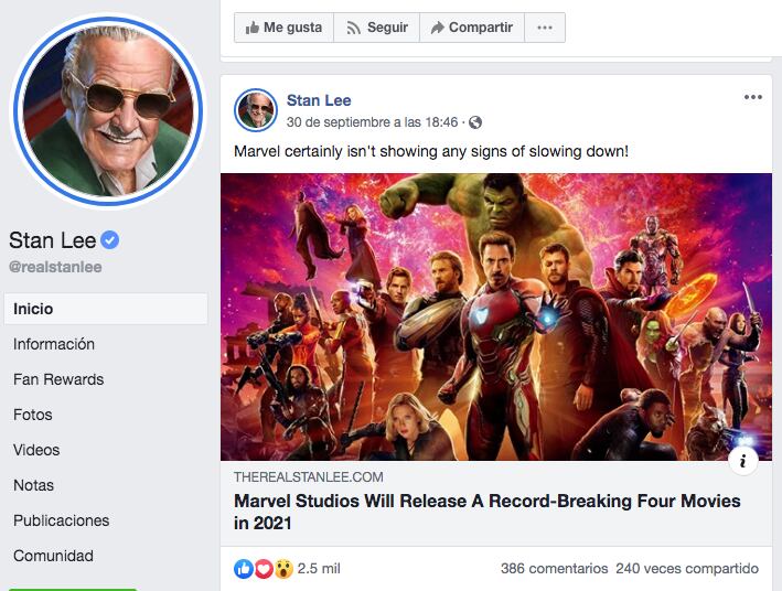Facebook Stan Lee