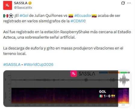 SASSLA informa que gol de Quiñones hizo temblar a la CDMX.