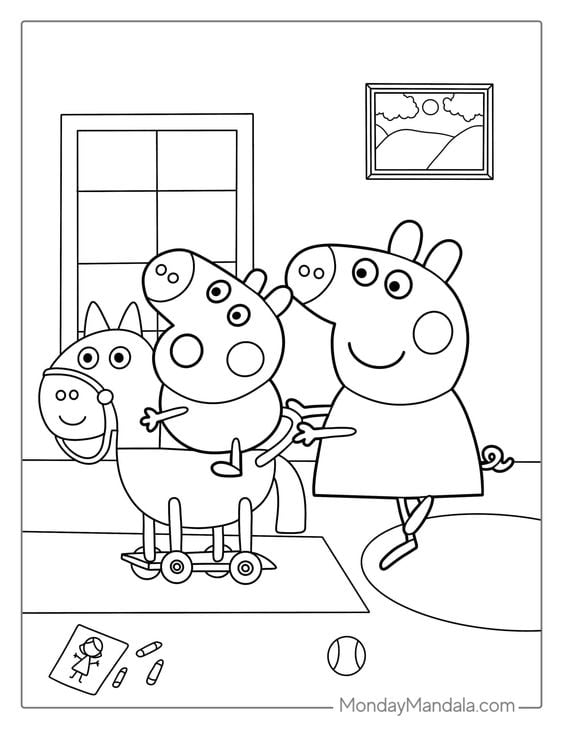 Dibujos de George el hermano de Peppa Pig en otoño