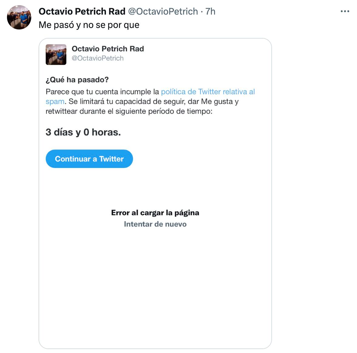 Twitter bloqueo por Spam