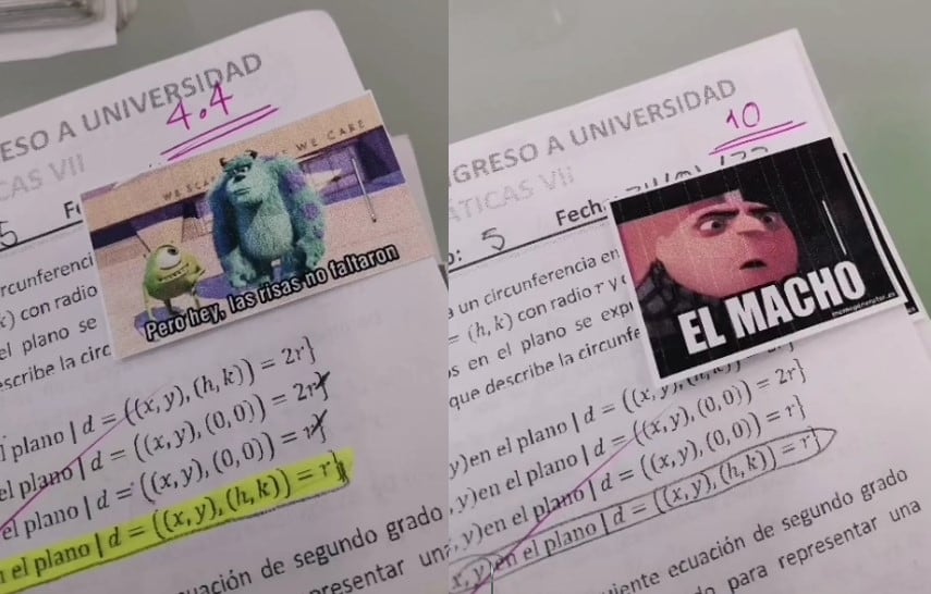 Exámenes calificados con memes