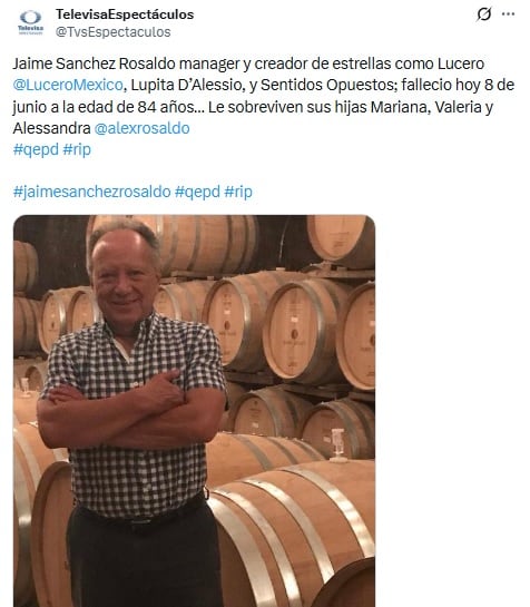 Muere el manager Jaime Sánchez Rosaldo.