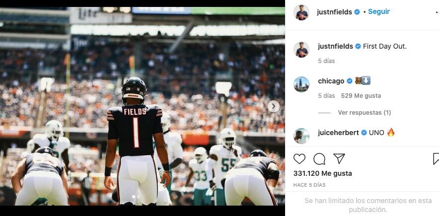 Justin Fields debutará en la NFL con los Chicago Bears