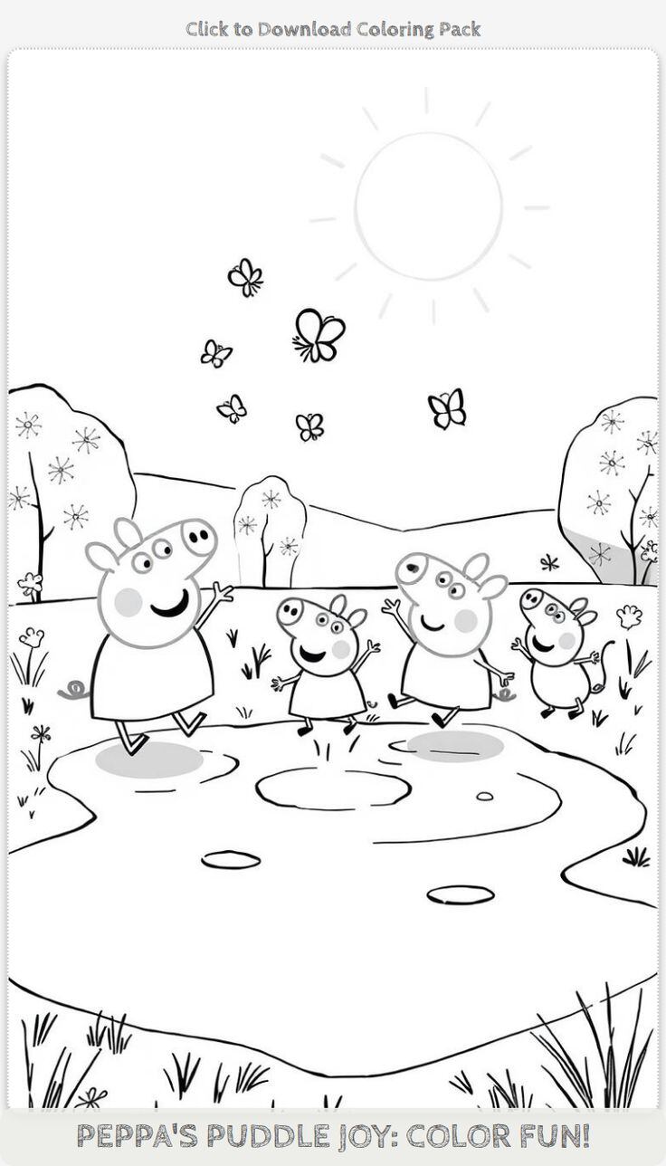Dibujos de Peppa Pig en el bosque para colorear