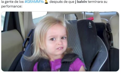 Meme de J Balvin en los premios Grammy 2022.