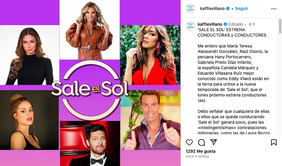 Estos serían los 6 nuevos conductos del programa Sale el Sol