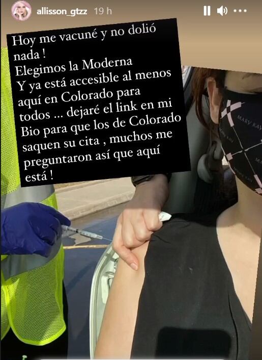 Allisson Lozz se vacuna contra el Covid-19