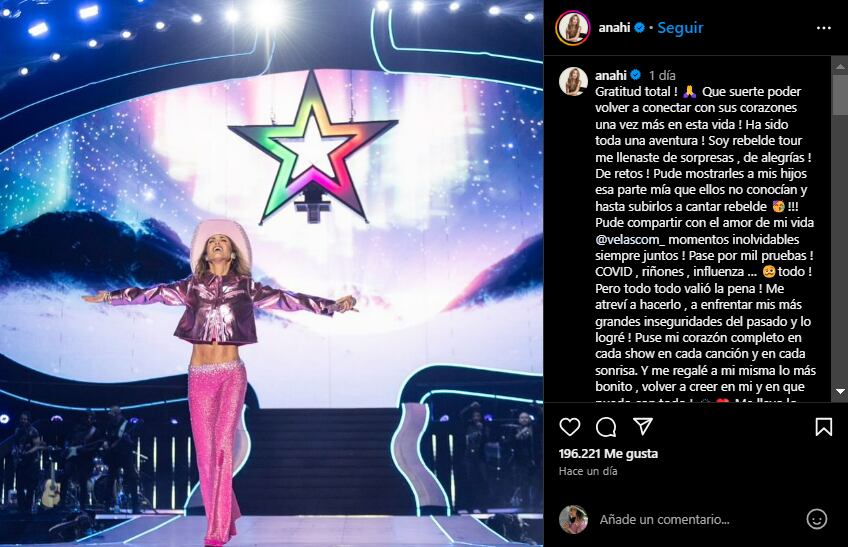 Anahí se despide de sus fans previo a último concierto de RBD